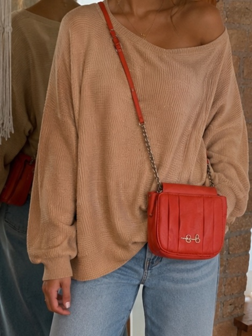 Orange and Tan Mini Crossbody Bag